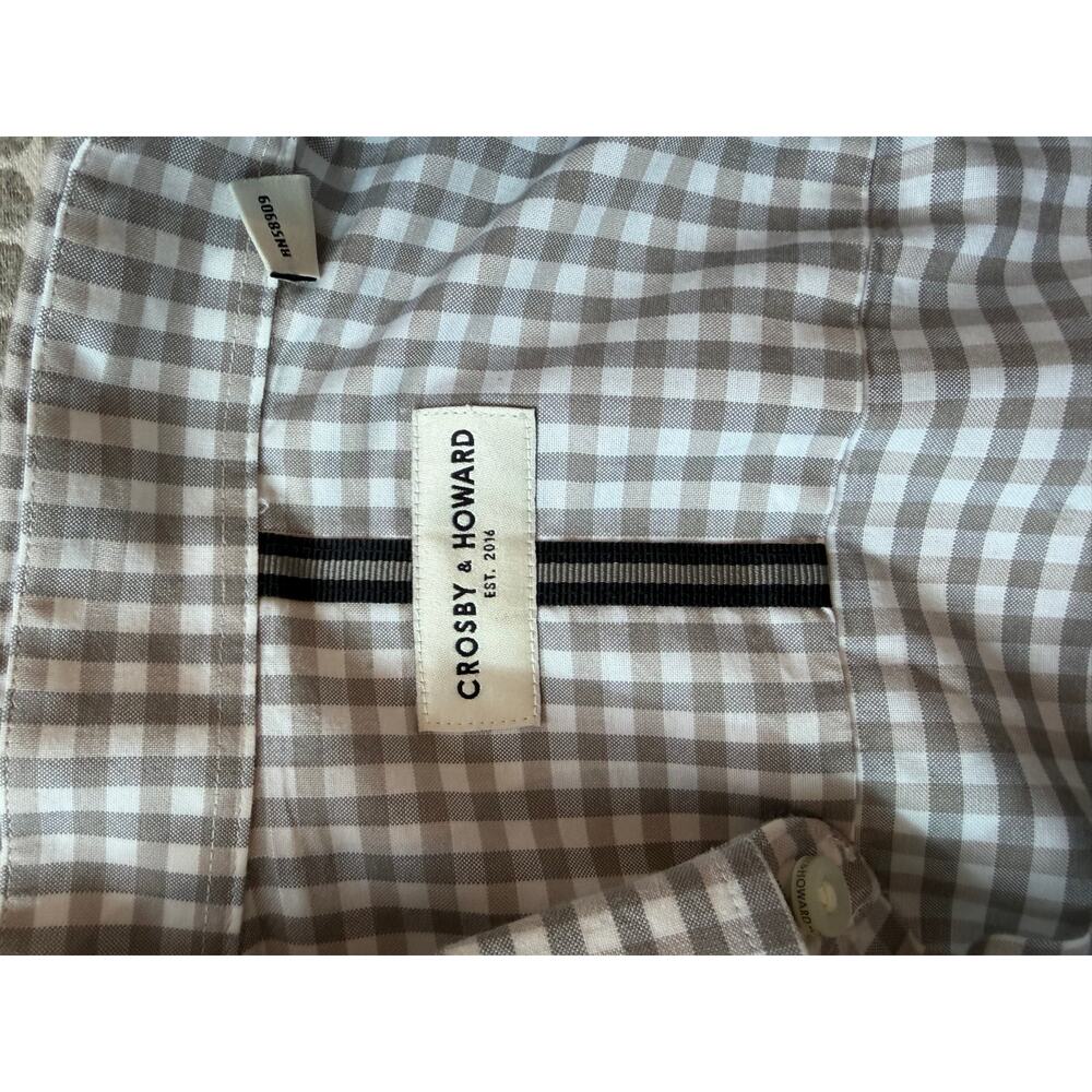 Crosby & Howard Short Sleeve Gray/White Plaid Button Down Size M - Picture 7 of 8